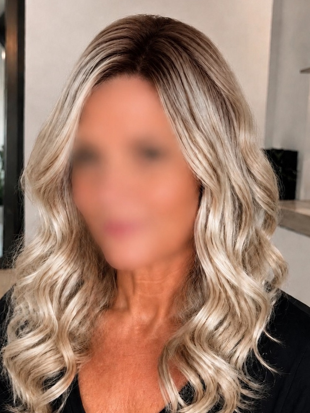 NICOLA Ash Blonde with Dark Root Wavy Topper